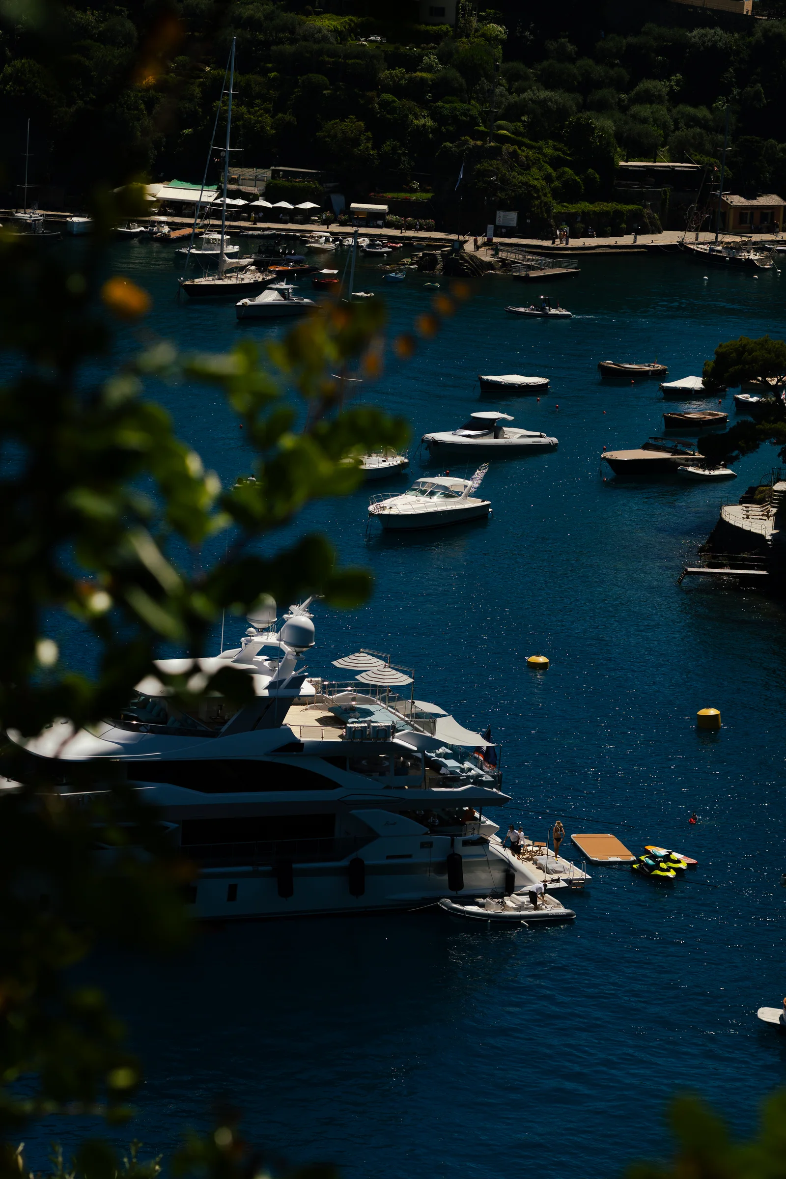 Yachts moored in a sheltered Riviera harbour